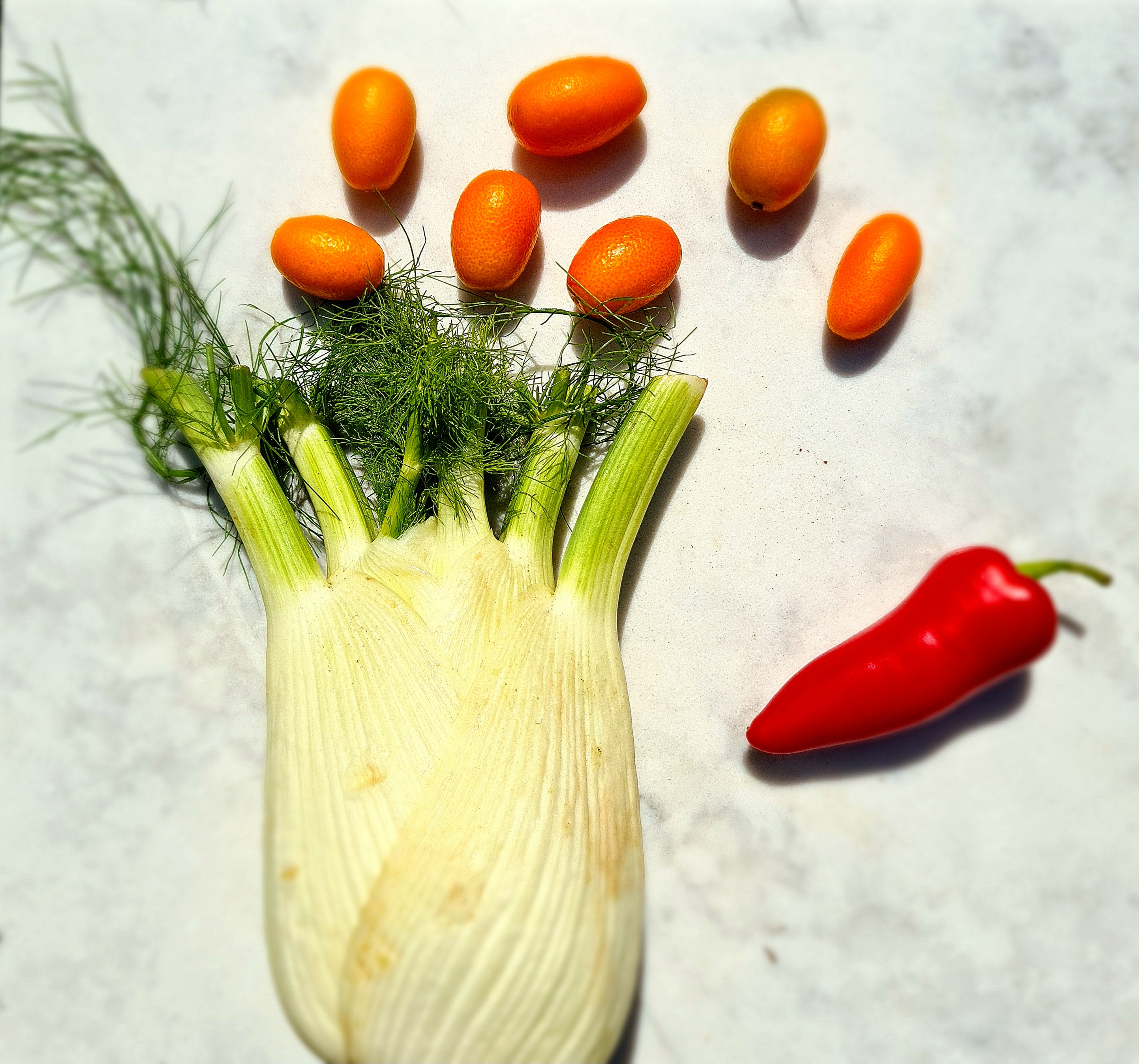 Colourful vegetables arranged on a table